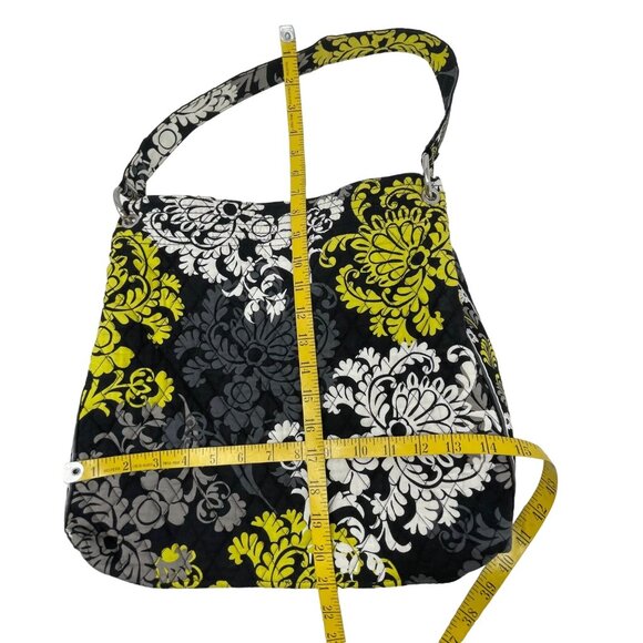 Vera Bradley Tote Baroque Shoulder Bag Black Gray Yellow White Print Medium - Picture 4 of 10